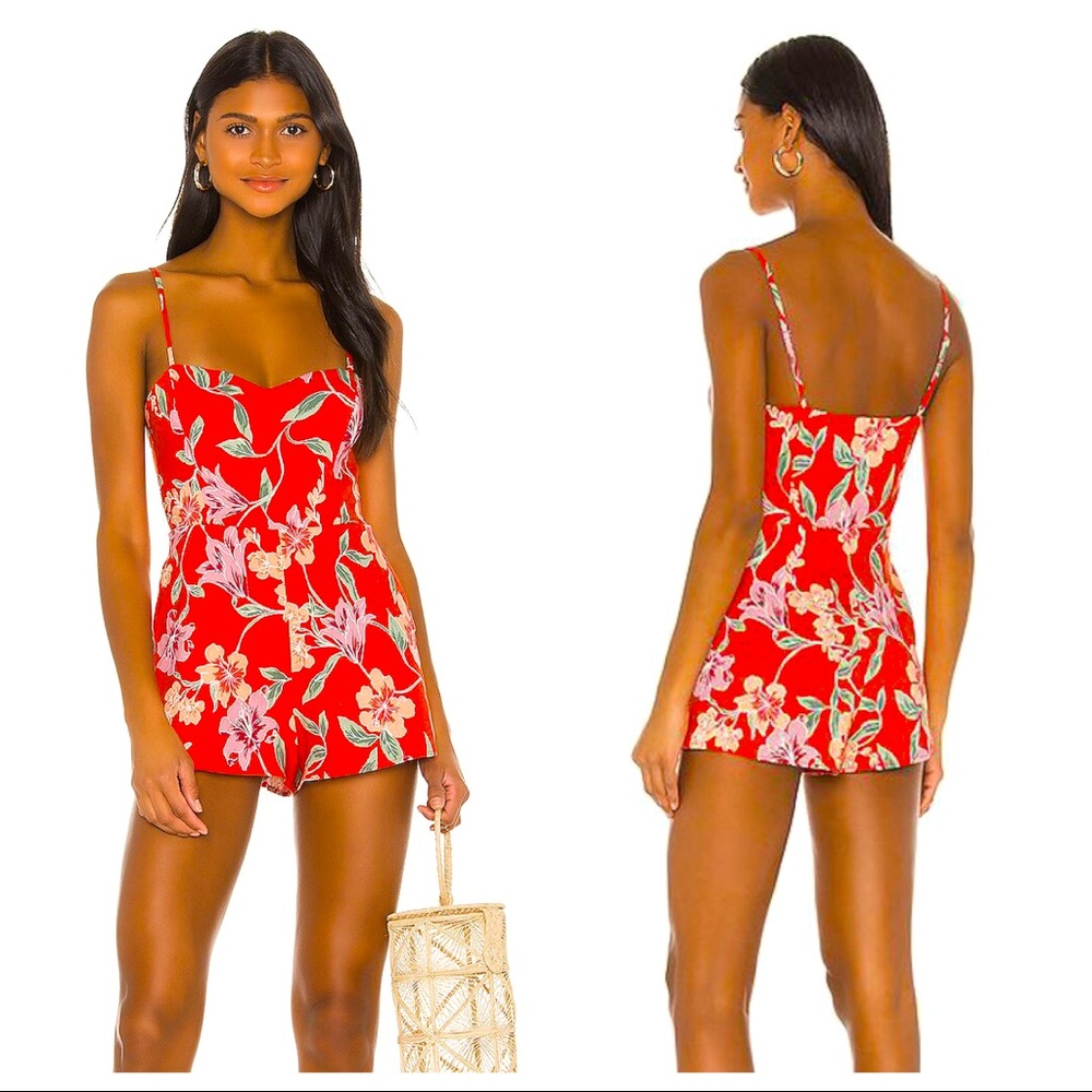 Privacy Please Bayside Romper in Red Jessa Floral S